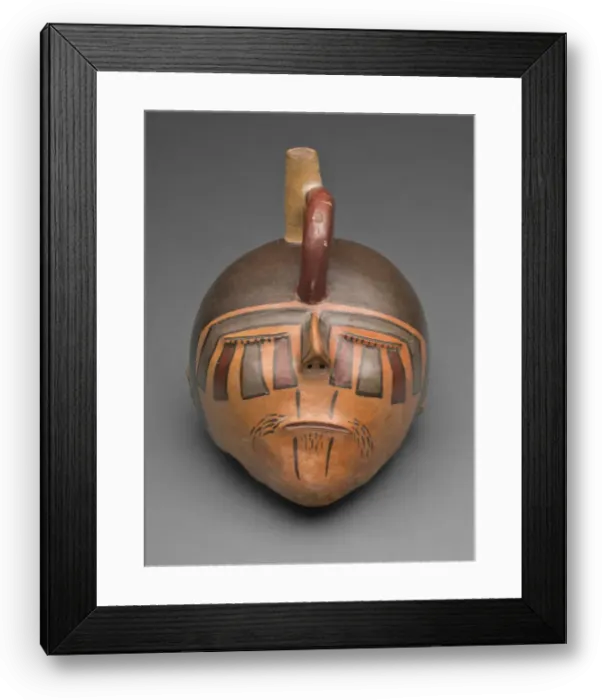 Framed Print : Bottle in the Form of a Severed Trophy Head, 180 B. C.  /  A. D. 500. Creator: Unknown