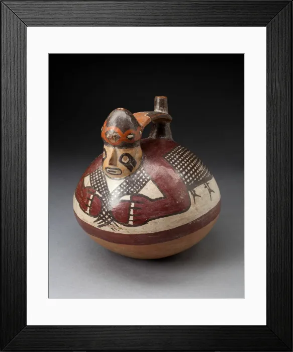 Framed Print : Single Spout Vessel in the Form of a Figure Holding a Fishing Net, 180 B. C. / A. D. 500 Framed Print : Single Spout Vessel in the Form of a Figure Holding a Fishing Net, 180 B. C. / A. D. 500