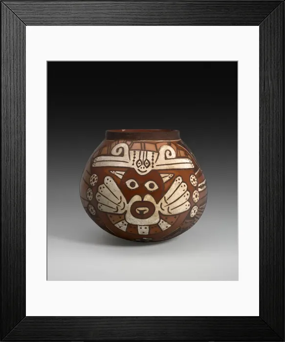 Framed Print : Vessel Depicting a Costumed Ritual Performer Holding a Staff and a Trophy Head, 180 B. C Framed Print : Vessel Depicting a Costumed Ritual Performer Holding a Staff and a Trophy Head, 180 B. C