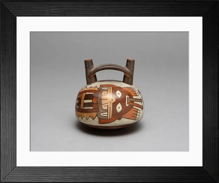 Framed Print : Bridge Vessel Depicting Costumed Ritual Performer with Darts, 180 B. C. / A. D. 500 Framed Print : Bridge Vessel Depicting Costumed Ritual Performer with Darts, 180 B. C. / A. D. 500