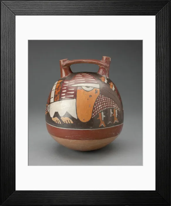 Framed Print : Double Spout Vessel Depicing an Abstract Bird with Fish, 180 B. C. / A. D. 500 Framed Print : Double Spout Vessel Depicing an Abstract Bird with Fish, 180 B. C. / A. D. 500