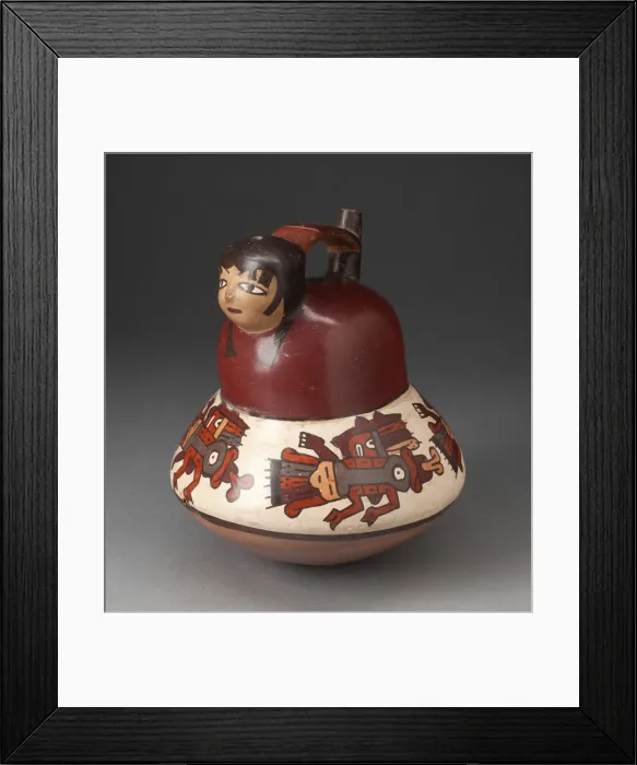 Framed Print : Single Spout Vessel in the Form of a Female with Abstract Insects in Lower Row, 180 B. C Framed Print : Single Spout Vessel in the Form of a Female with Abstract Insects in Lower Row, 180 B. C