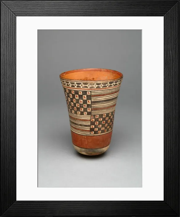 Framed Print : Beaker with Rectangular Areas Filled with Stripes and Checkerboard Pattens, 180 B. C. / A. D Framed Print : Beaker with Rectangular Areas Filled with Stripes and Checkerboard Pattens, 180 B. C. / A. D