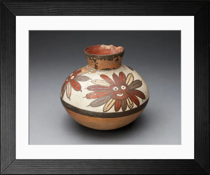 Framed Print : Jar Depicting Abstract Face Surrounded by Feather Motifs, 180 B. C. / A. D. 500 Framed Print : Jar Depicting Abstract Face Surrounded by Feather Motifs, 180 B. C. / A. D. 500