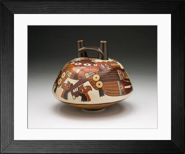 Framed Print : Vessel Depicting a Masked Warrior Holding Trophy Heads, 180 B. C. / A. D. 500 Framed Print : Vessel Depicting a Masked Warrior Holding Trophy Heads, 180 B. C. / A. D. 500