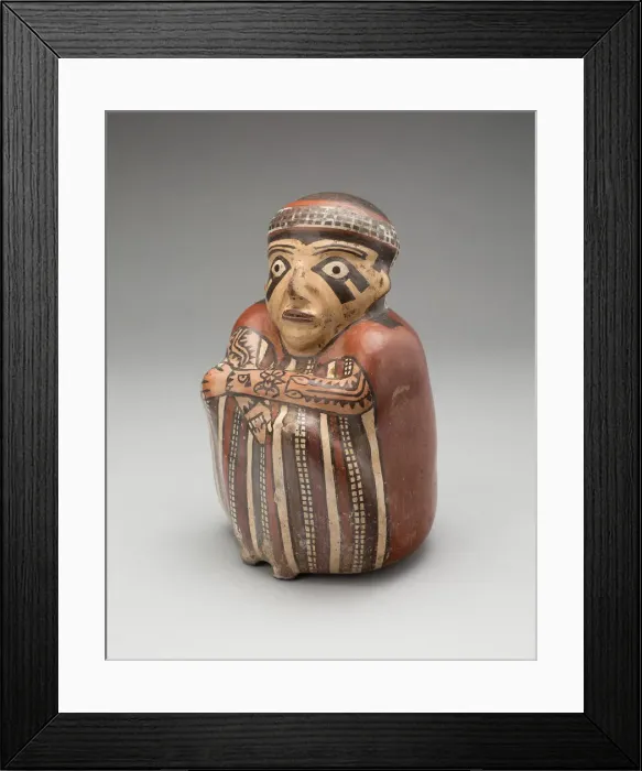 Framed Print : Vessel in the Form of a Seated Figure with Tattooed Arms, 180 B. C. / A. D. 500 Framed Print : Vessel in the Form of a Seated Figure with Tattooed Arms, 180 B. C. / A. D. 500