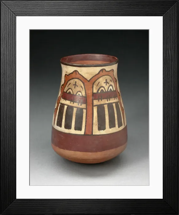 Framed Print : Beaker Depicting Paired Inverted Human Heads, Likely Trophy Heads, 180 B. C. / A. D. 500 Framed Print : Beaker Depicting Paired Inverted Human Heads, Likely Trophy Heads, 180 B. C. / A. D. 500