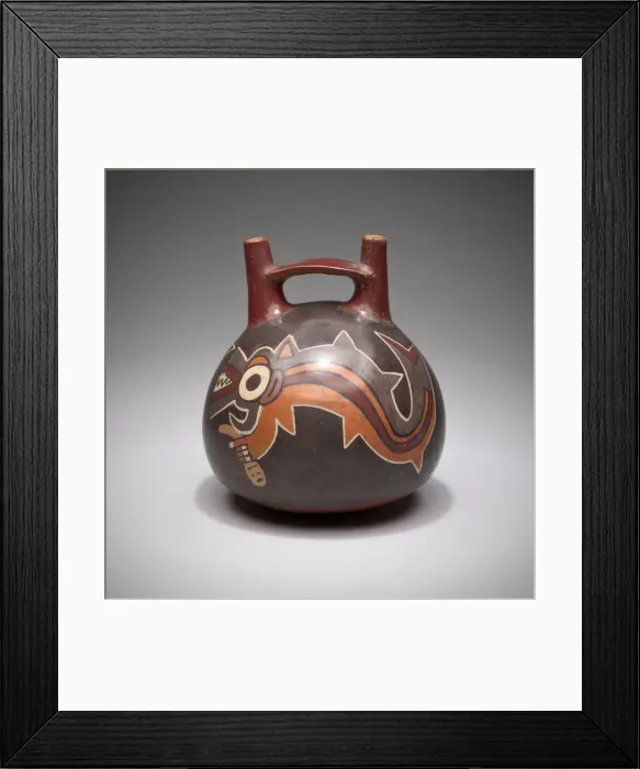 Framed Print : Vessel Depicting an Anthropomorphic Shark Holding a Trophy Head, 180 B. C. / A. D. 500 Framed Print : Vessel Depicting an Anthropomorphic Shark Holding a Trophy Head, 180 B. C. / A. D. 500