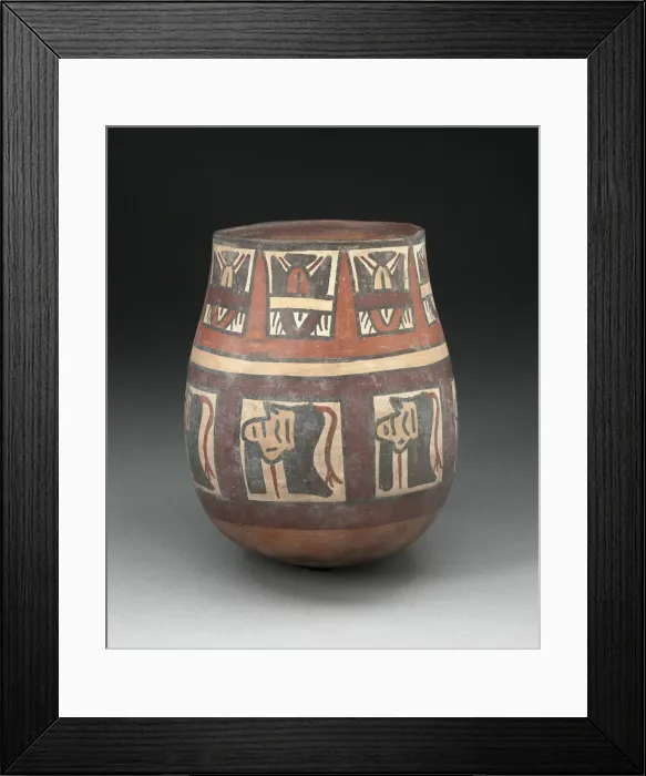 Framed Print : Jar Depicting Bands of Trophy Heads and Seeds, 180 B. C. / A. D. 500. Creator: Unknown Framed Print : Jar Depicting Bands of Trophy Heads and Seeds, 180 B. C. / A. D. 500. Creator: Unknown