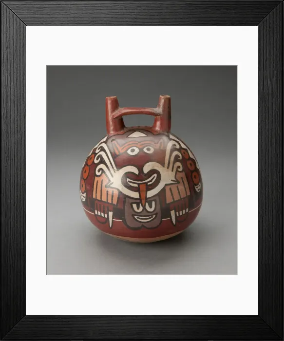 Framed Print : Double Spout Vessel Depicting Costumed Figure with Decapitated Head, 180 B. C. / A. D. 500 Framed Print : Double Spout Vessel Depicting Costumed Figure with Decapitated Head, 180 B. C. / A. D. 500