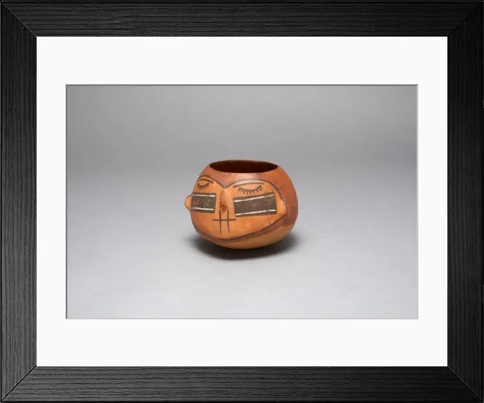 Framed Print : Bowl in the Form of a Trophy Head with Bound Lips and Shut Eyes, 180 B. C. / A. D. 500 Framed Print : Bowl in the Form of a Trophy Head with Bound Lips and Shut Eyes, 180 B. C. / A. D. 500