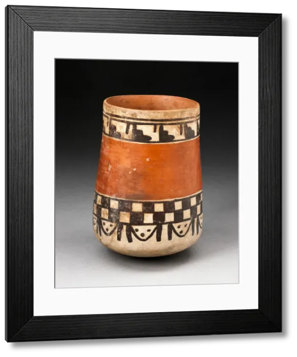 Framed Print : Beaker with Bands of Geometric Motifs, 180 B. C.  /  A. D. 500. Creator: Unknown