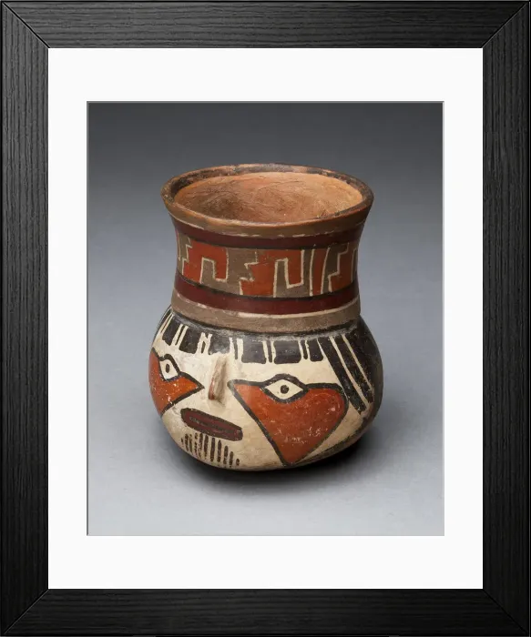 Framed Print : Jar Depicting a Head with Face Painting, 180 B. C. / A. D. 500. Creator: Unknown Framed Print : Jar Depicting a Head with Face Painting, 180 B. C. / A. D. 500. Creator: Unknown