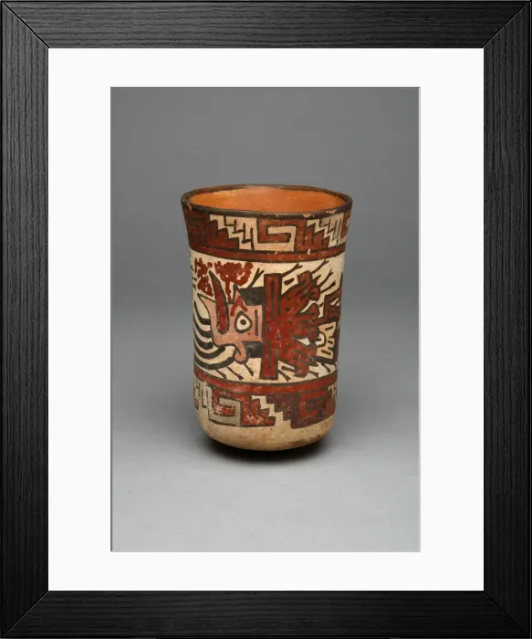 Framed Print : Beaker Depicting a Decapitated Head Wearing an Intricate Headdress, 180 B. C. / A. D. 500 Framed Print : Beaker Depicting a Decapitated Head Wearing an Intricate Headdress, 180 B. C. / A. D. 500