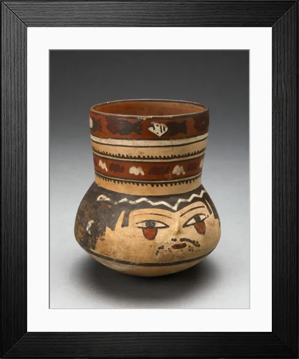 Framed Print : Beaker Depicting Human Head and Rows of Geometric Motifs, 180 B. C. / A. D. 500 Framed Print : Beaker Depicting Human Head and Rows of Geometric Motifs, 180 B. C. / A. D. 500