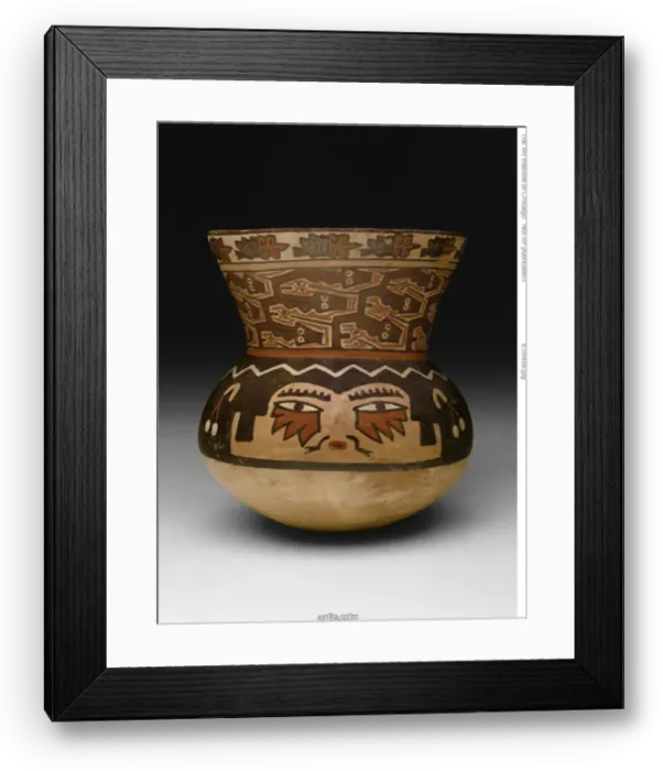 Framed Print : Beaker in the Form of a Head with Abstract Serpent-like Textile Pattern, 180 B. C. / A. D Framed Print : Beaker in the Form of a Head with Abstract Serpent-like Textile Pattern, 180 B. C. / A. D