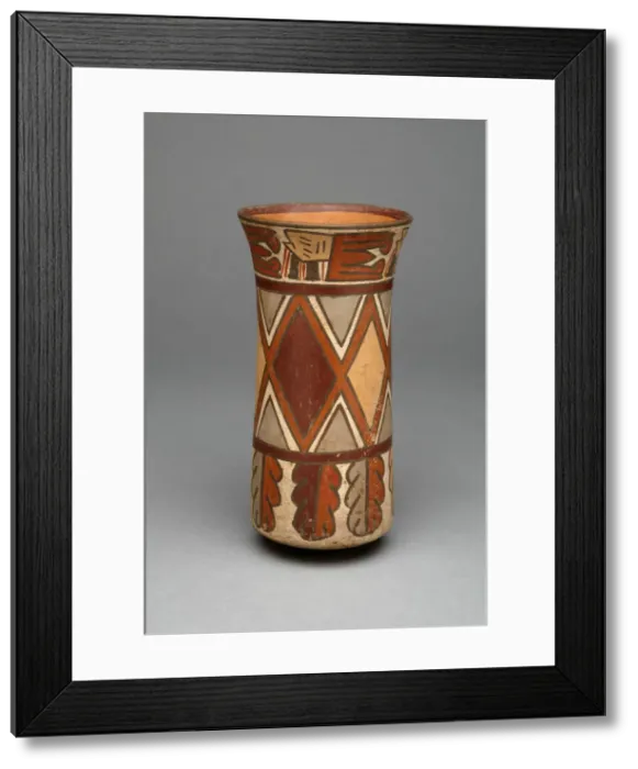 Framed Print : Beaker with Diamond-Shaped Geometric Pattern and Abstract Motifs, 180 B. C. / A. D. 500 Framed Print : Beaker with Diamond-Shaped Geometric Pattern and Abstract Motifs, 180 B. C. / A. D. 500