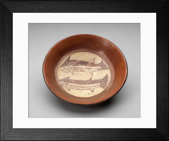 Framed Print : Plate Depicting a Pair of Sharks on its Interior, 180 B. C. / A. D. 500. Creator: Unknown Framed Print : Plate Depicting a Pair of Sharks on its Interior, 180 B. C. / A. D. 500. Creator: Unknown