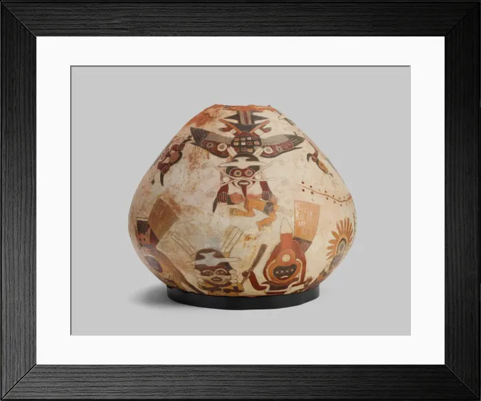 Framed Print : Container Depicting Warriors, Rulers, and Winged Beings with Trophy Heads, 180 B. C. / A. D Framed Print : Container Depicting Warriors, Rulers, and Winged Beings with Trophy Heads, 180 B. C. / A. D