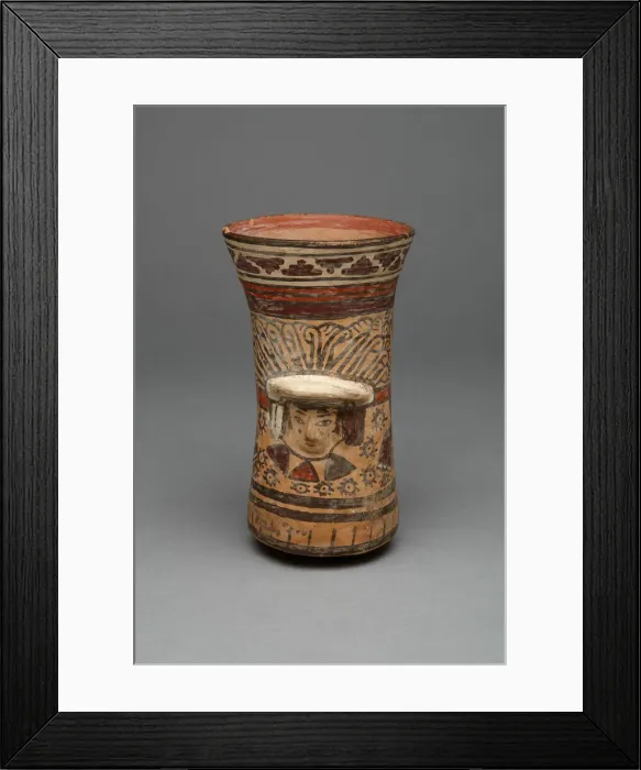 Framed Print : Beaker with Modeled Head Surrounded by Painted Abstract Motifs, 180 B. C. / A. D. 500 Framed Print : Beaker with Modeled Head Surrounded by Painted Abstract Motifs, 180 B. C. / A. D. 500