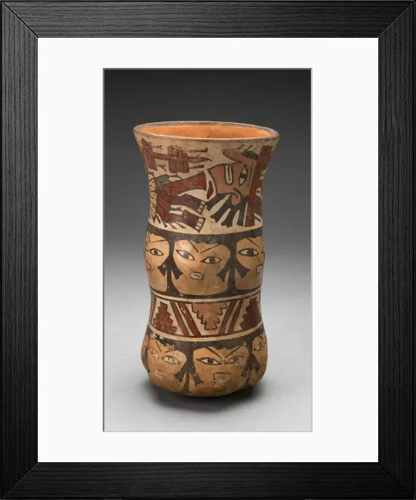 Framed Print : Curving Beaker with Rows of Abstract Human Faces and Sacrifice, 180 B. C. / A. D. 500 Framed Print : Curving Beaker with Rows of Abstract Human Faces and Sacrifice, 180 B. C. / A. D. 500