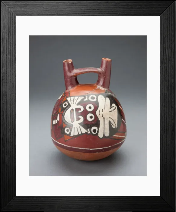 Framed Print : Vessel Depicting a Costumed Ritual Performer Wearing a Feline Mask, 180 B. C. / A. D. 500 Framed Print : Vessel Depicting a Costumed Ritual Performer Wearing a Feline Mask, 180 B. C. / A. D. 500