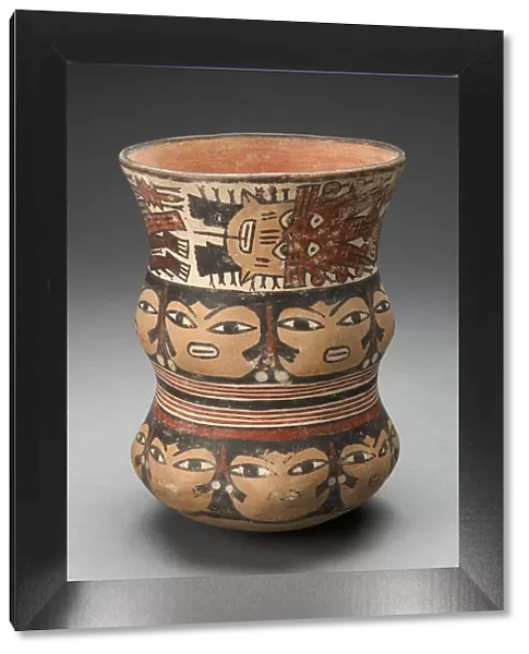 Curving Beaker with Rows of Abstract Human Faces, 180 B. C.  /  A. D. 500. Creator: Unknown