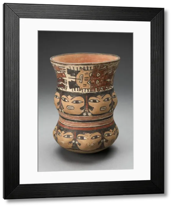Framed Print : Curving Beaker with Rows of Abstract Human Faces, 180 B. C. / A. D. 500. Creator: Unknown Framed Print : Curving Beaker with Rows of Abstract Human Faces, 180 B. C. / A. D. 500. Creator: Unknown