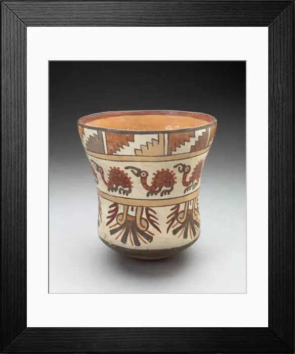 Framed Print : Beaker Depicting Bands of Spotted Birds and Geometric Motifs, 180 B. C. / A. D. 500 Framed Print : Beaker Depicting Bands of Spotted Birds and Geometric Motifs, 180 B. C. / A. D. 500