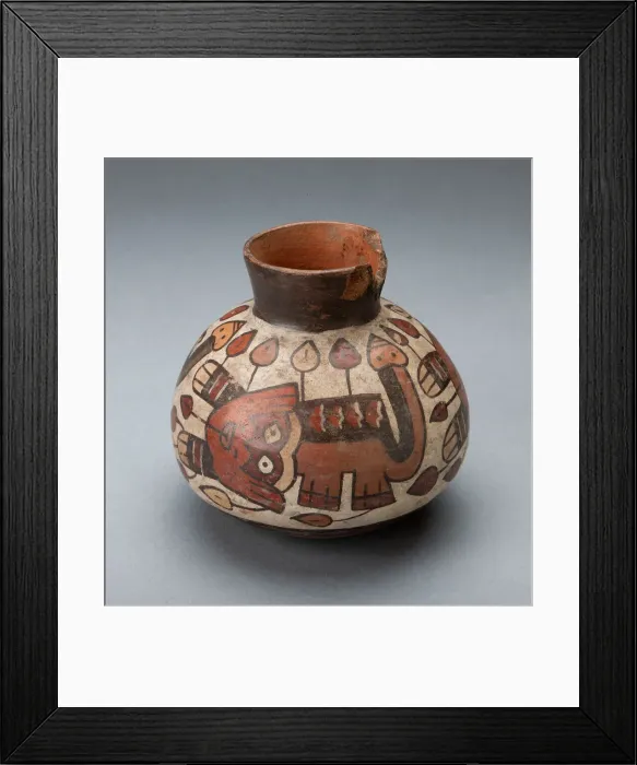 Framed Print : Jar Depicting a Feline with Vegetal Motifs Emerging from its Body, 180 B. C. / A. D. 500 Framed Print : Jar Depicting a Feline with Vegetal Motifs Emerging from its Body, 180 B. C. / A. D. 500