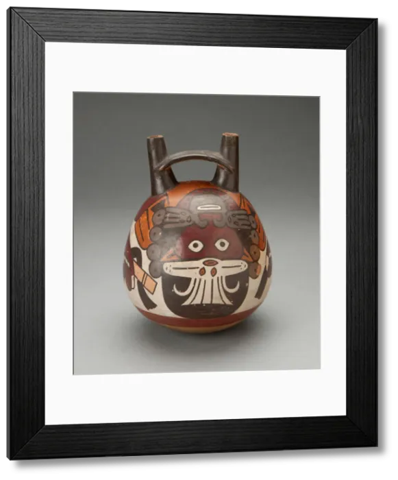 Framed Print : Double Spout Vessel Depicting Masked Figure Curving over Upper Surface, 180 B. C. / A. D. 500 Framed Print : Double Spout Vessel Depicting Masked Figure Curving over Upper Surface, 180 B. C. / A. D. 500