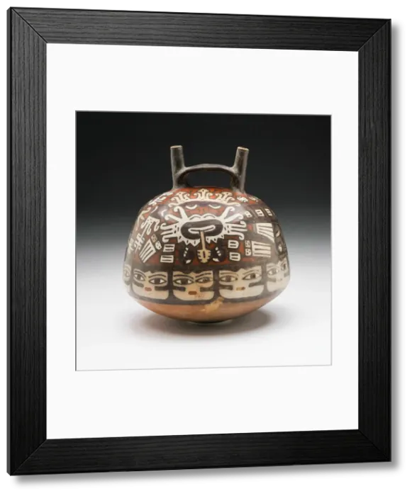 Framed Print : Vessel Depicting Ritual Performer Wearing a Feline Mask with a Symbolic Headdress Framed Print : Vessel Depicting Ritual Performer Wearing a Feline Mask with a Symbolic Headdress