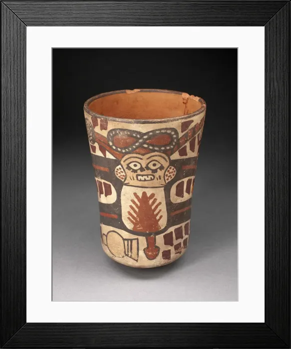 Framed Print : Beaker Depicting a Male Figure with Body Stretched and Abstract Motifs, 180 B. C. / A. D. 500 Framed Print : Beaker Depicting a Male Figure with Body Stretched and Abstract Motifs, 180 B. C. / A. D. 500
