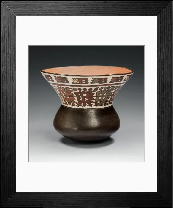 Framed Print : Wide-Necked Bowl with Rows of Abstract Masks and Trophy Heads, 180 B. C. / A. D. 500 Framed Print : Wide-Necked Bowl with Rows of Abstract Masks and Trophy Heads, 180 B. C. / A. D. 500