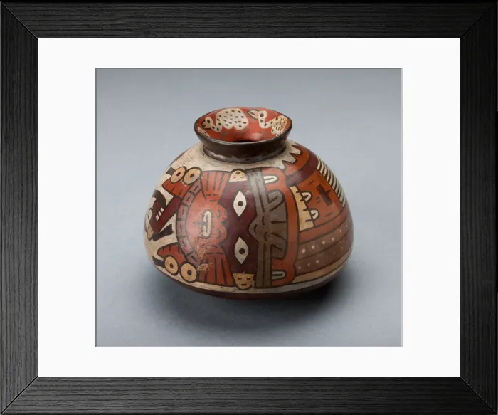 Framed Print : Jar Depicting a Costumed Ritual Performer Wearing Feline Mask, 180 B. C. / A. D. 500 Framed Print : Jar Depicting a Costumed Ritual Performer Wearing Feline Mask, 180 B. C. / A. D. 500