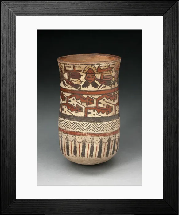 Framed Print : Beaker Depicting Rows of Abstract Patterns and Costumed Performers, 180 B. C. / A. D. 500 Framed Print : Beaker Depicting Rows of Abstract Patterns and Costumed Performers, 180 B. C. / A. D. 500