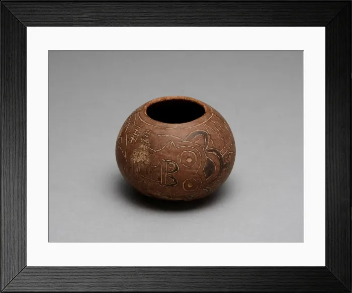 Framed Print : Bowl Carved with Costumed Ritual Figure With Feline and Serpent Attributes, 180 B. C. / A. D Framed Print : Bowl Carved with Costumed Ritual Figure With Feline and Serpent Attributes, 180 B. C. / A. D