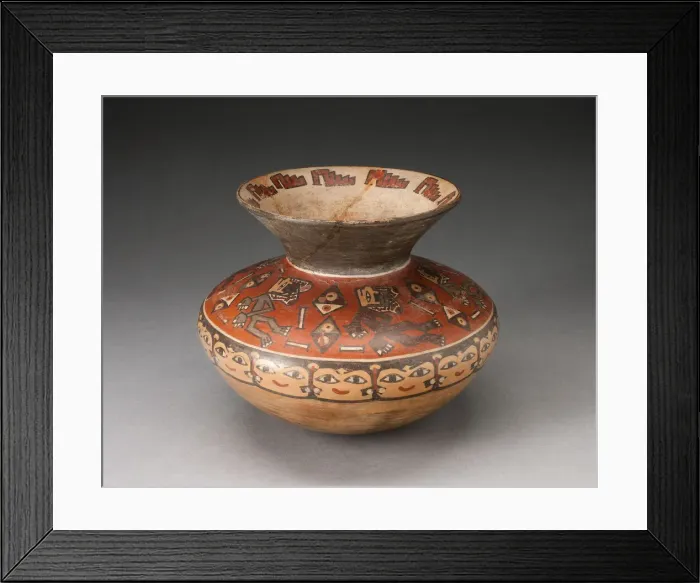 Framed Print : Jar with Narrow Neck and Flared Rim Depicing Figures with Diamond-Shaped Shields, 180 B. C Framed Print : Jar with Narrow Neck and Flared Rim Depicing Figures with Diamond-Shaped Shields, 180 B. C