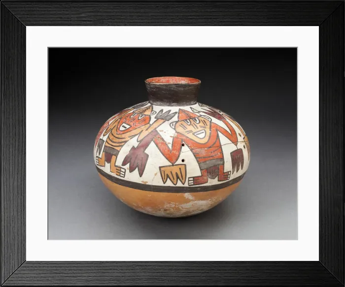 Framed Print : Jar with Narrowed Neck Depicting Figures with Plant Motifs as Hands and Arms, 180 B. C. / A Framed Print : Jar with Narrowed Neck Depicting Figures with Plant Motifs as Hands and Arms, 180 B. C. / A