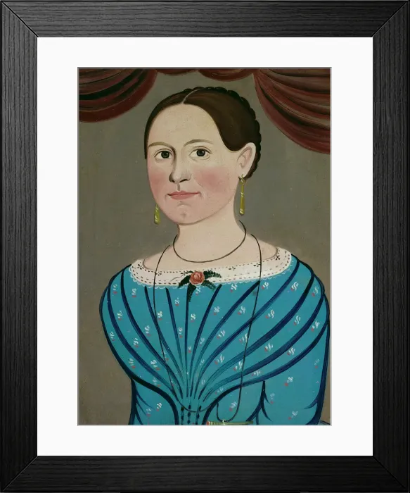 Framed Print : Woman in a Blue Dress, c. 1840. Creator: School of William Matthew Prior Framed Print : Woman in a Blue Dress, c. 1840. Creator: School of William Matthew Prior