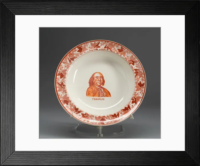 Framed Print : Plate with portrait of Benjamin Franklin, 1800 / 1900. Creator: Spode Ceramic Works Framed Print : Plate with portrait of Benjamin Franklin, 1800 / 1900. Creator: Spode Ceramic Works