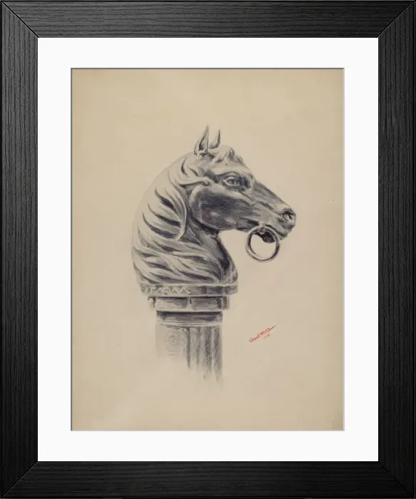 Framed Print : Hitching Post, 1938. Creator: Charles Moss Framed Print : Hitching Post, 1938. Creator: Charles Moss