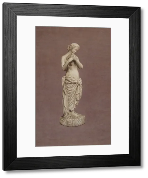 Framed Print : Wooden Garden Figure, c. 1937. Creator: Elizabeth Moutal Framed Print : Wooden Garden Figure, c. 1937. Creator: Elizabeth Moutal
