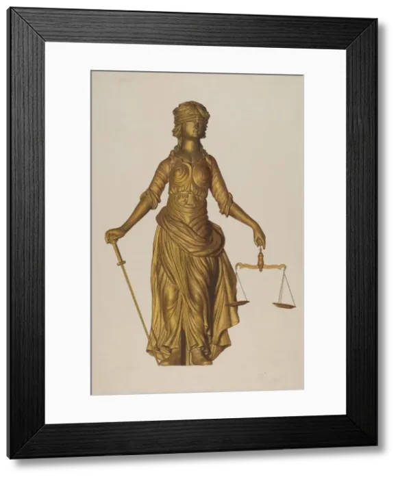 Framed Print : Figure of Justice, c. 1937. Creator: Elizabeth Moutal Framed Print : Figure of Justice, c. 1937. Creator: Elizabeth Moutal