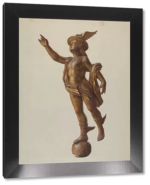 Wooden 'Mercury'Figure, c. 1936. Creator: Elizabeth Moutal