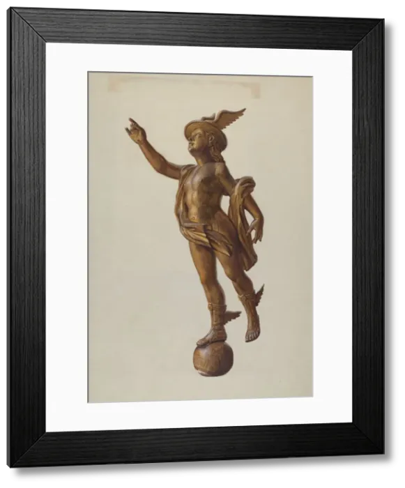 Framed Print : Wooden Mercury'Figure, c. 1936. Creator: Elizabeth Moutal Framed Print : Wooden Mercury'Figure, c. 1936. Creator: Elizabeth Moutal