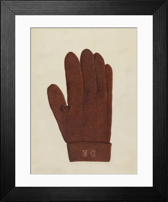 Framed Print : Shaker Glove, 1935 / 1942. Creator: Elizabeth Moutal Framed Print : Shaker Glove, 1935 / 1942. Creator: Elizabeth Moutal