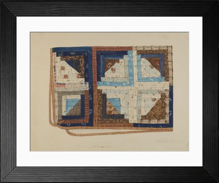 Framed Print : Log Cabin Quilt, 1935 / 1942. Creator: Elbert S. Mowery Framed Print : Log Cabin Quilt, 1935 / 1942. Creator: Elbert S. Mowery