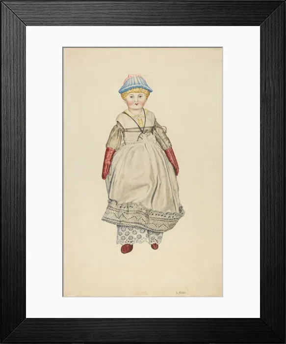 Framed Print : Doll with China Head, c. 1940. Creator: Lelah Nelson Framed Print : Doll with China Head, c. 1940. Creator: Lelah Nelson