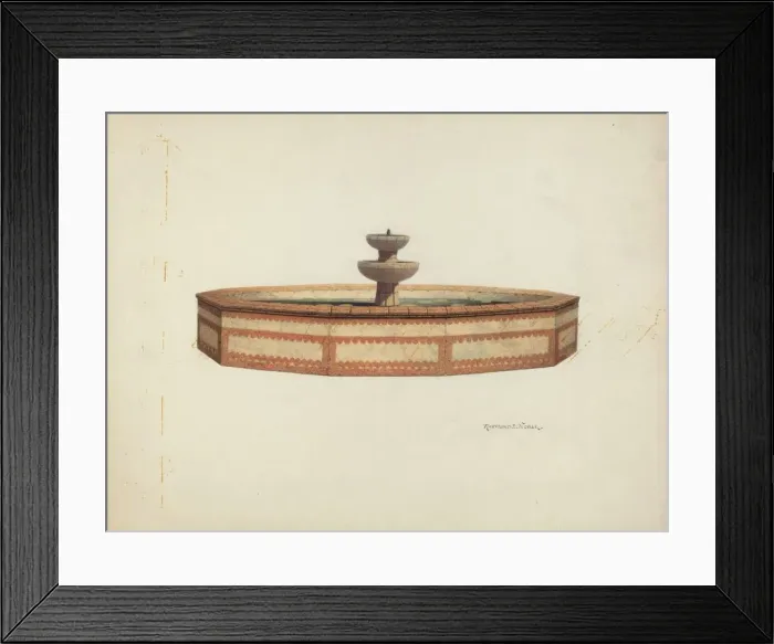 Framed Print : Mission Fountain, c. 1940. Creator: Raymond E. Noble Framed Print : Mission Fountain, c. 1940. Creator: Raymond E. Noble